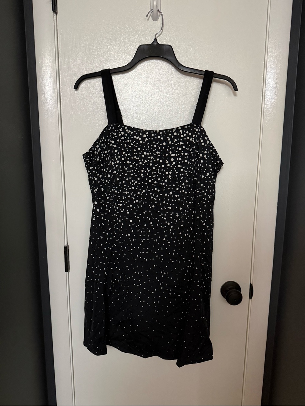 Swimsuits for all Blue Ombre Polka Dot Swim Dress with Black Straps